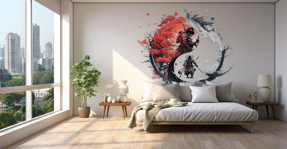 Empty modern room with white walls and large windows Minimalist interior design in a luxury apartment The space is clean and contemporary by Generative AI